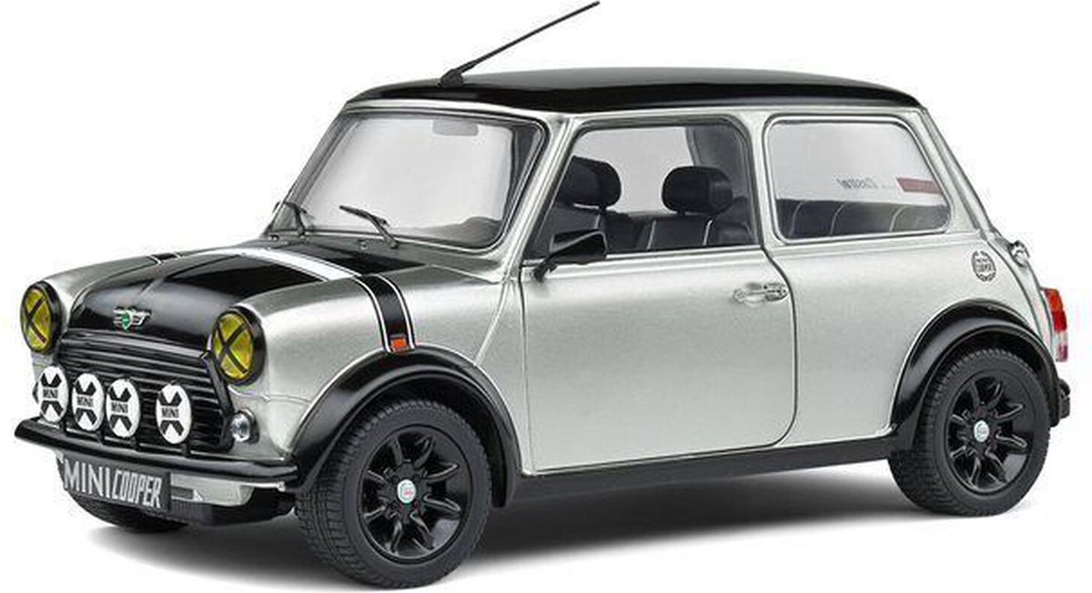 Mini Cooper Sport 1998 (Zilver/Zwart) (17 cm) 1/18 Solido {Modelauto - Schaalmodel - Model auto}